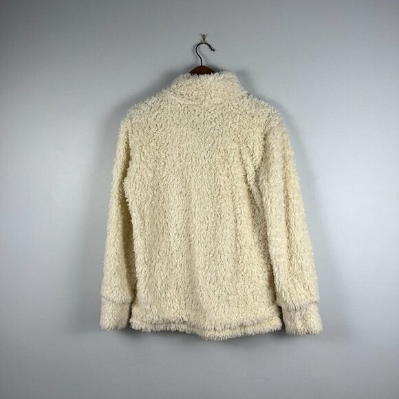Weatherproof vintage sherpa women sweater teddy bear 1/4 zip lined cream size S - Picture 2 of 9